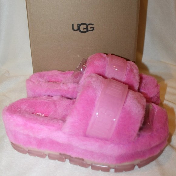 UGG Shoes - NIB UGG FLUFFITA WEDGE SLIP ON SHEARLING SLIP ON SLIPPER SANDALS PINK